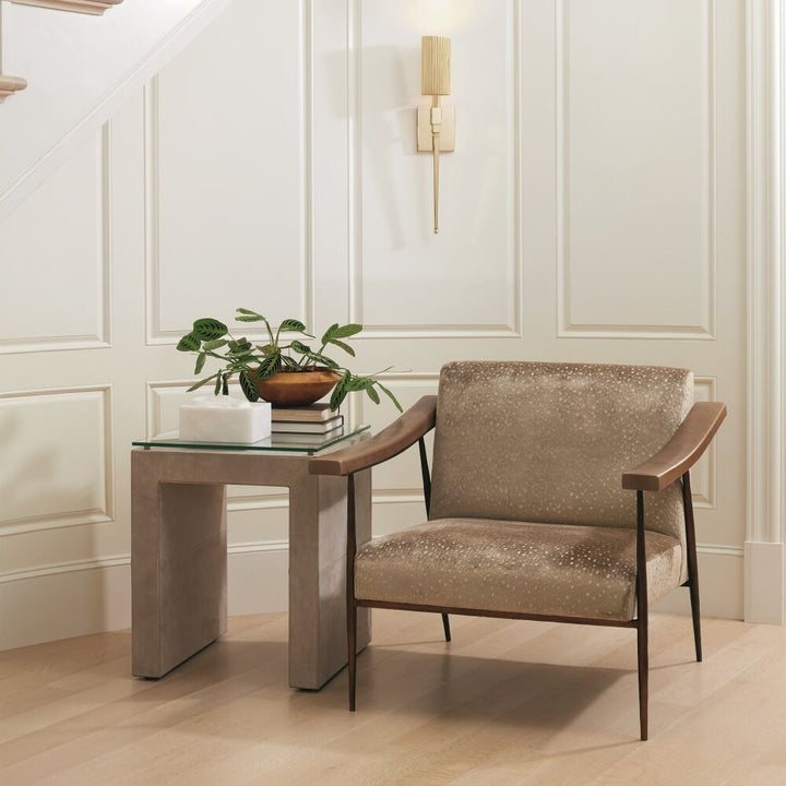 L Brooks Fabric/Leather Chair - Bronze