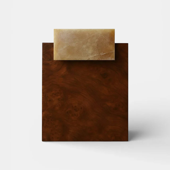 Gaia Burl Wood and Honey Onyx Table