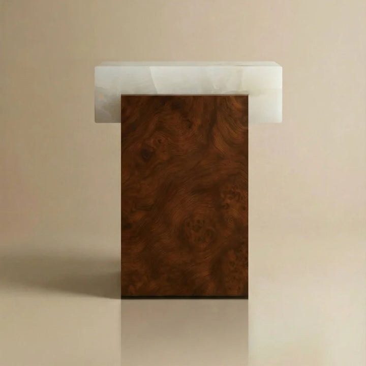 Gaia Burl Wood and White Onyx Table
