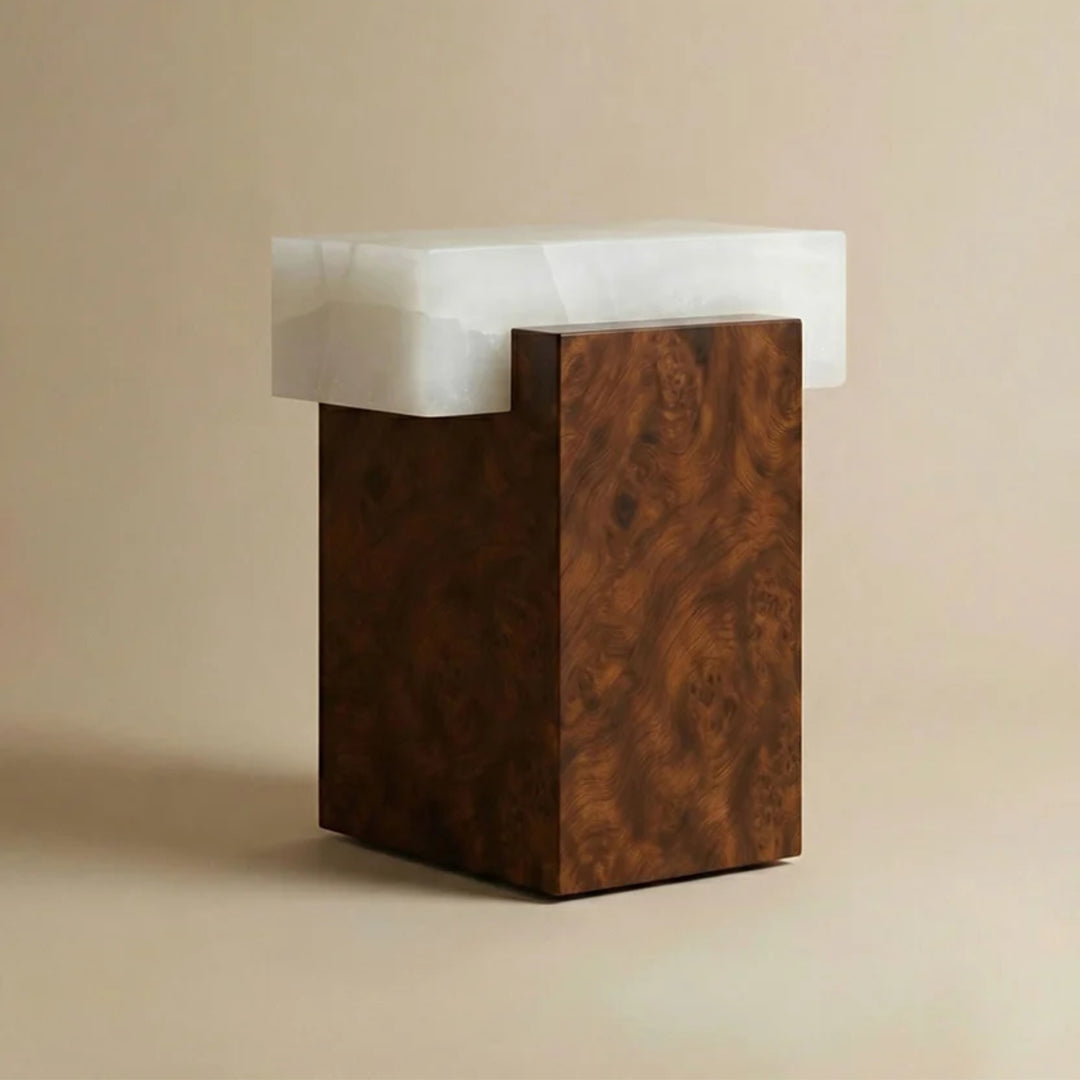 Gaia Burl Wood and White Onyx Table