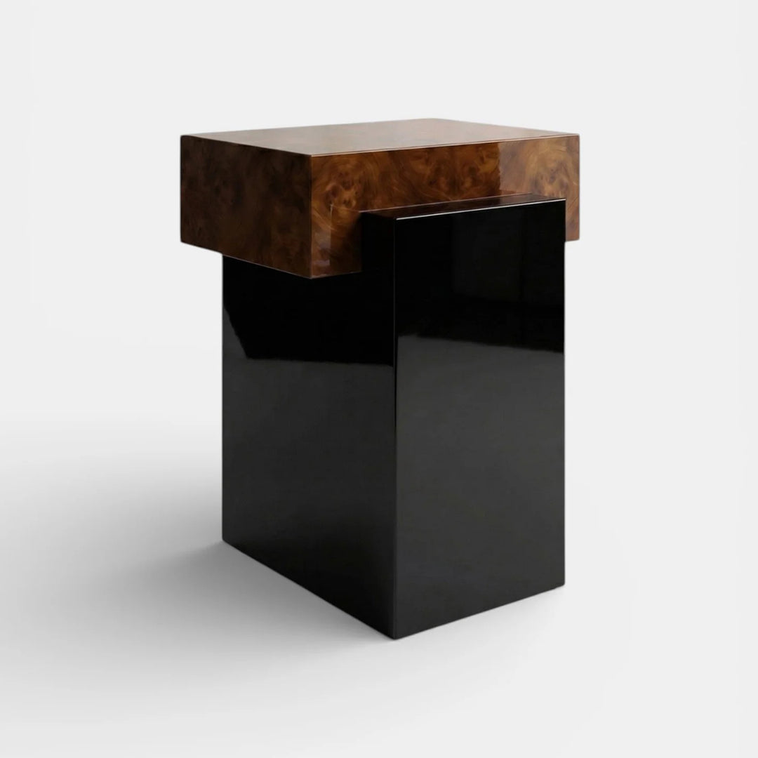 Gaia Burl Wood and Black Lacquered Table
