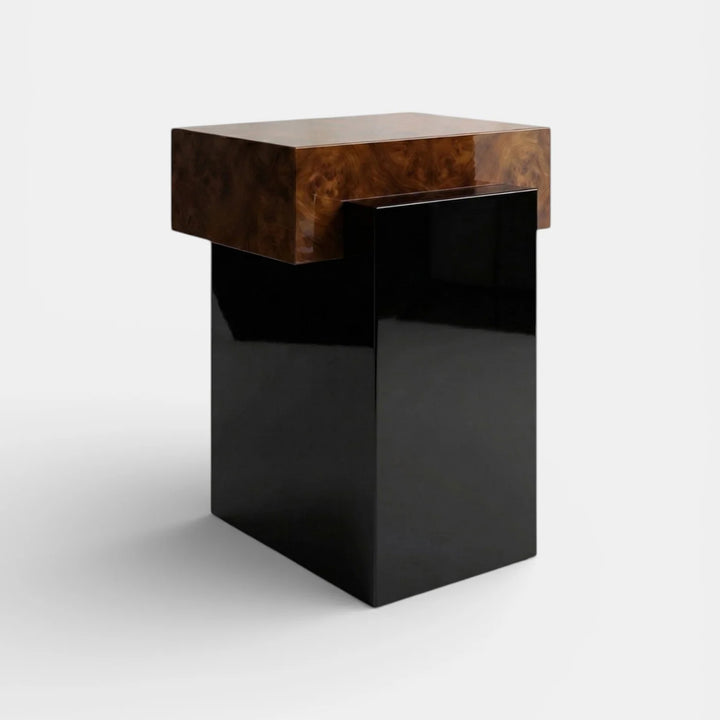 Gaia Burl Wood and Black Lacquered Table