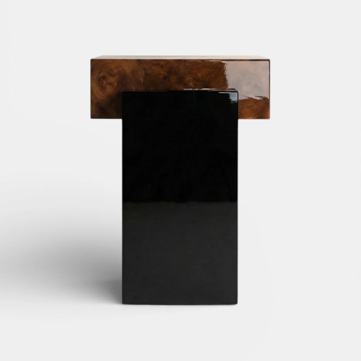 Gaia Burl Wood and Black Lacquered Table