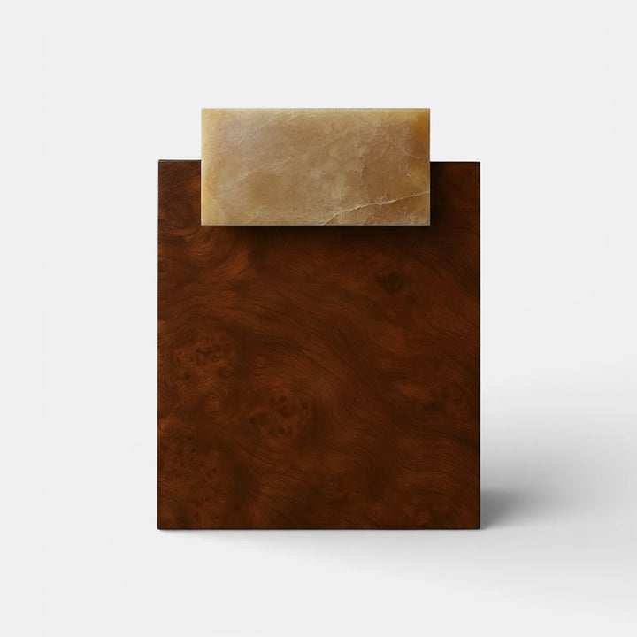 Gaia Burl Wood and Honey Onyx Table