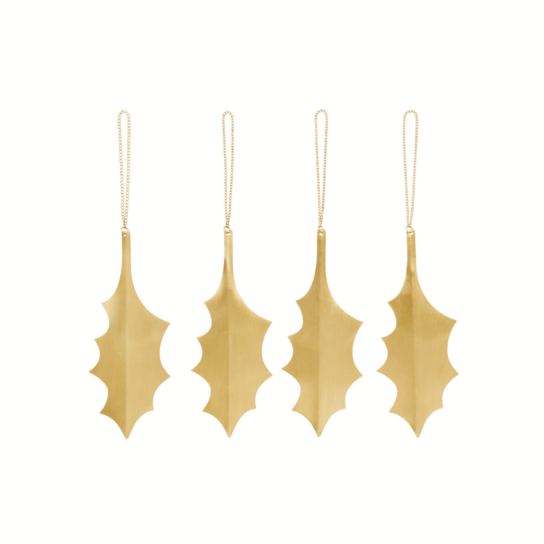 Holly Leaf Ornaments - Set of 4