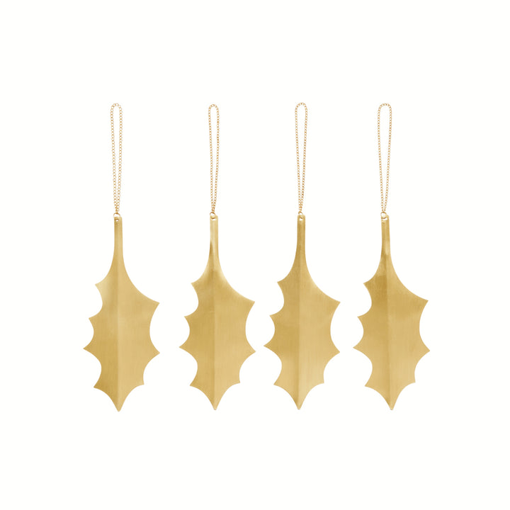 Holly Leaf Ornaments - Set of 4