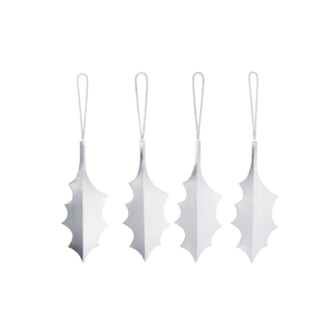 Holly Leaf Ornaments - Set of 4