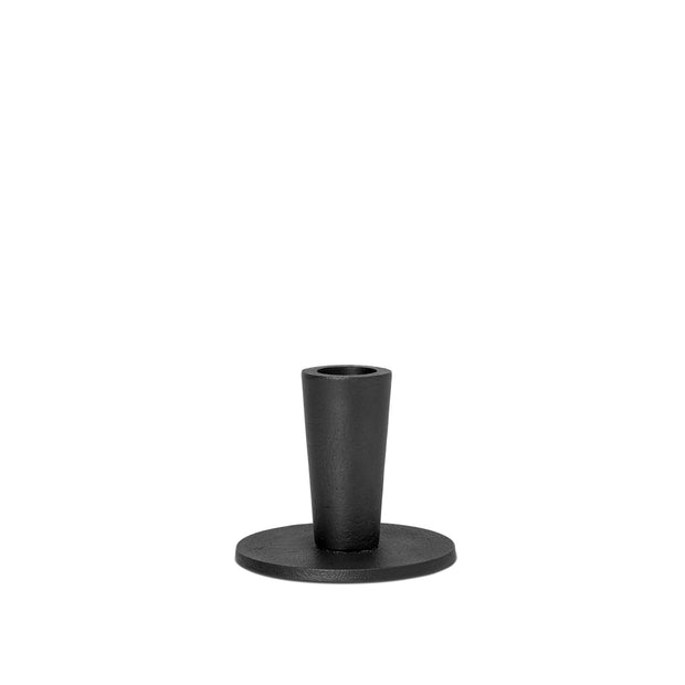 Hoy Casted Candle Holder - Low - Black