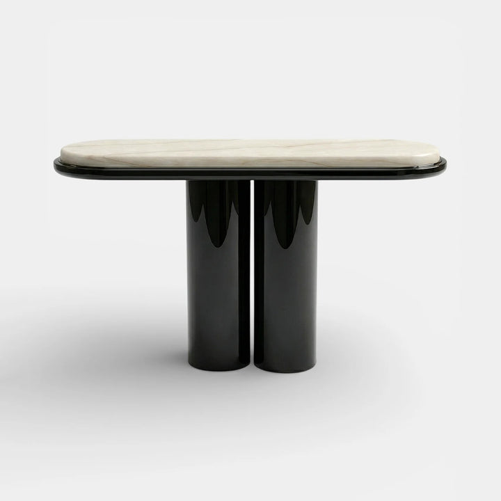 Ida Black Lacquered And Ivory Onyx Console