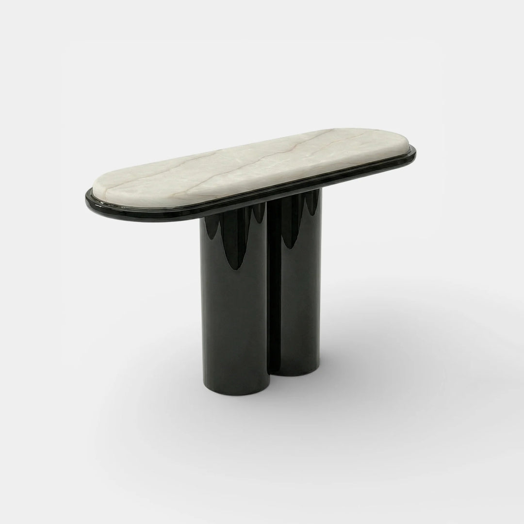 Ida Black Lacquered And Ivory Onyx Console
