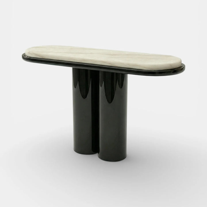 Ida Black Lacquered And Ivory Onyx Console