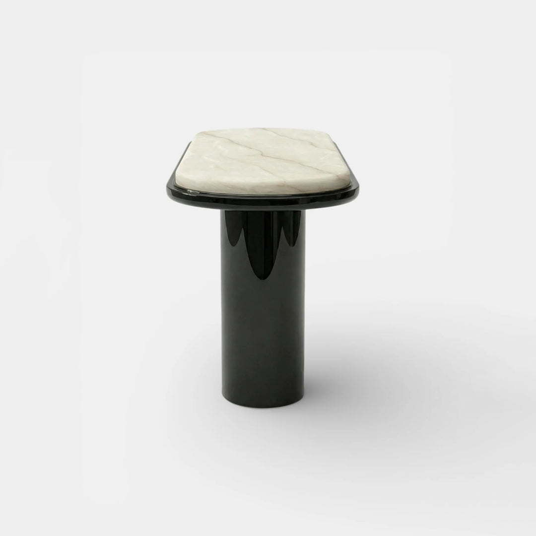 Ida Black Lacquered And Ivory Onyx Console