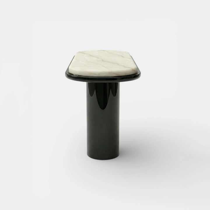 Ida Black Lacquered And Ivory Onyx Console
