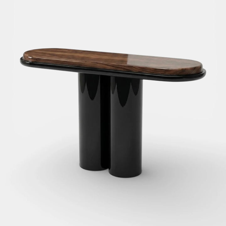 Ida Black Lacquered And Wooden Console