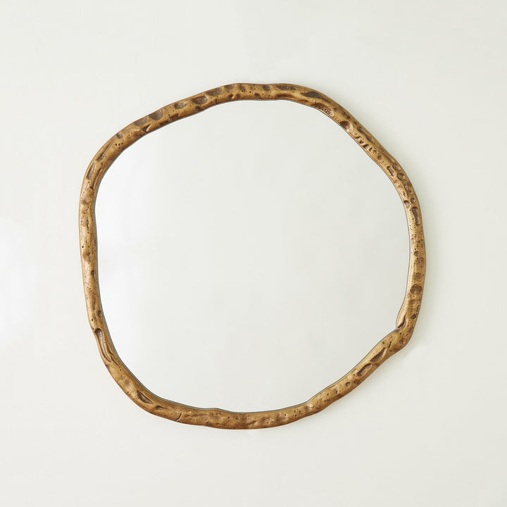 Irregular Circle Mirror - Antique Brass