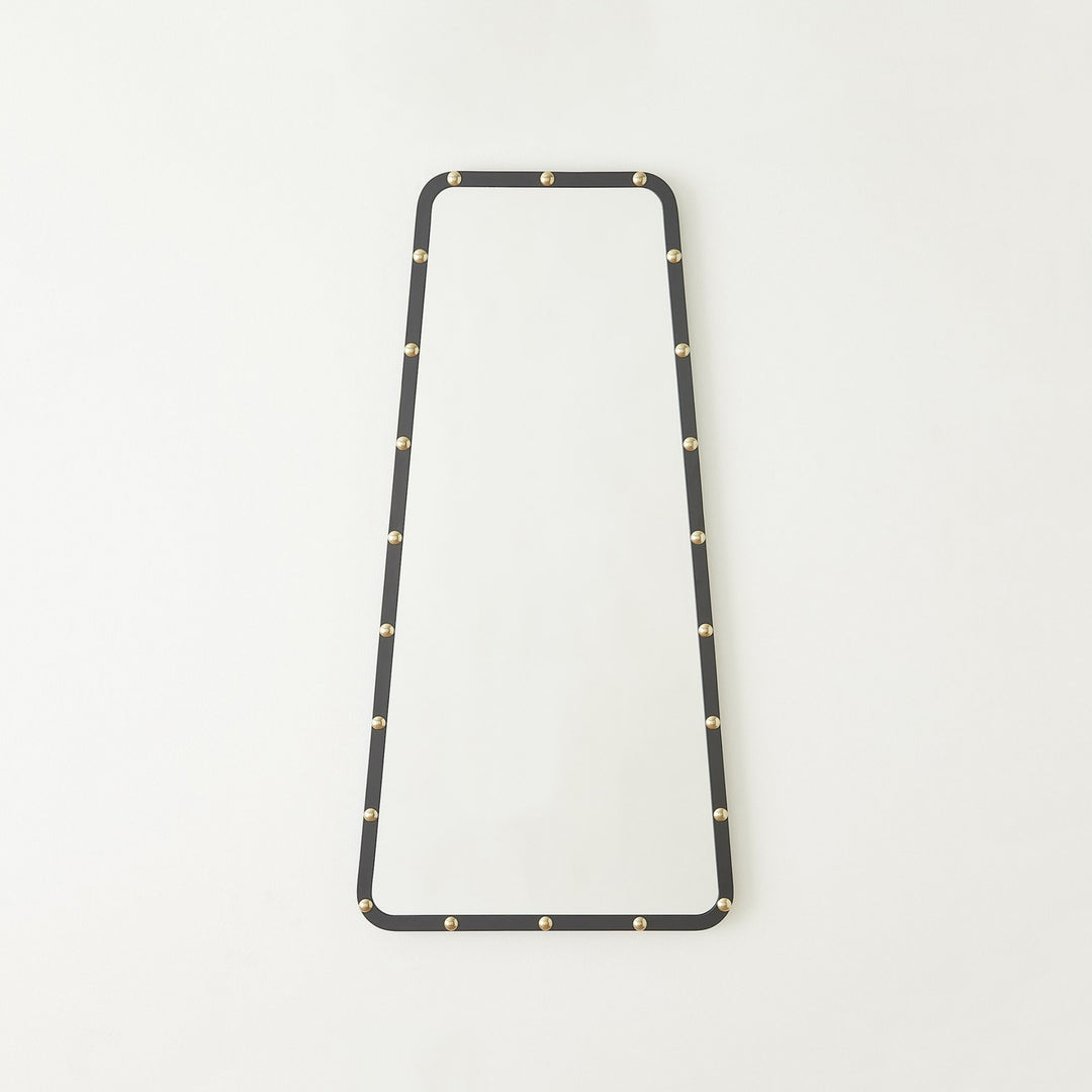 Irregular Triangle Mirror - Black w/Gold Studs