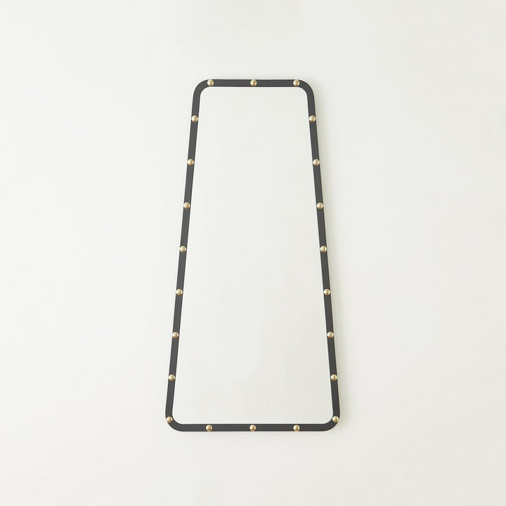 Irregular Triangle Mirror - Black w/Gold Studs
