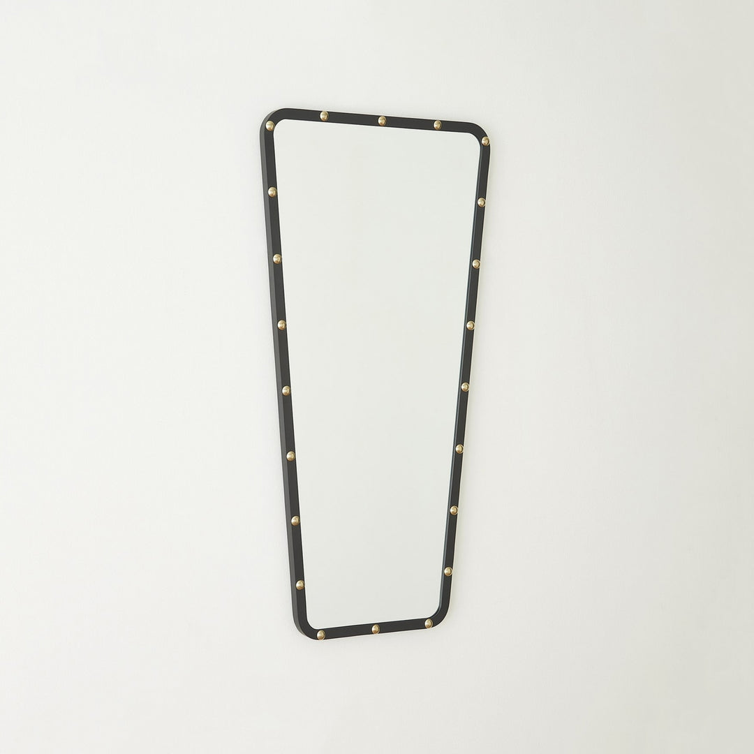 Irregular Triangle Mirror - Black w/Gold Studs
