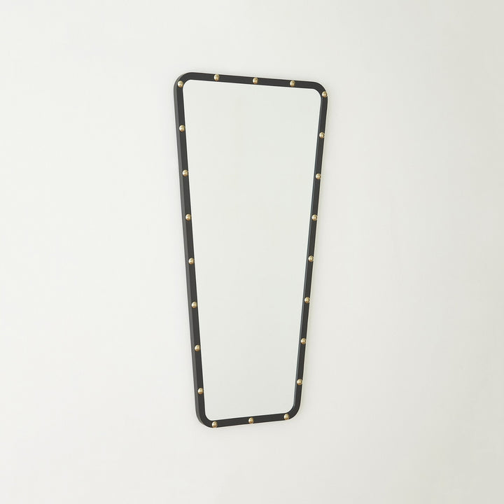 Irregular Triangle Mirror - Black w/Gold Studs