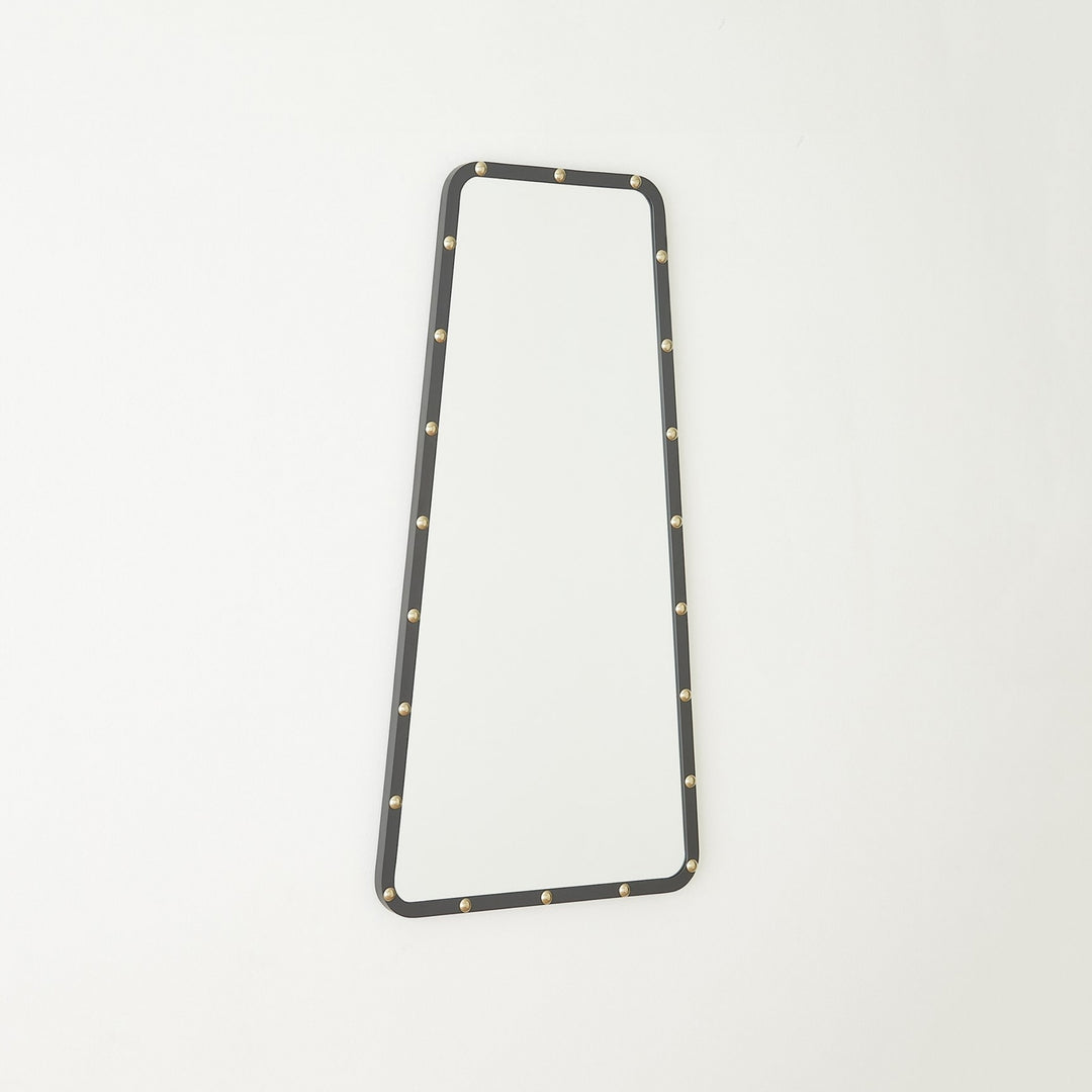 Irregular Triangle Mirror - Black w/Gold Studs