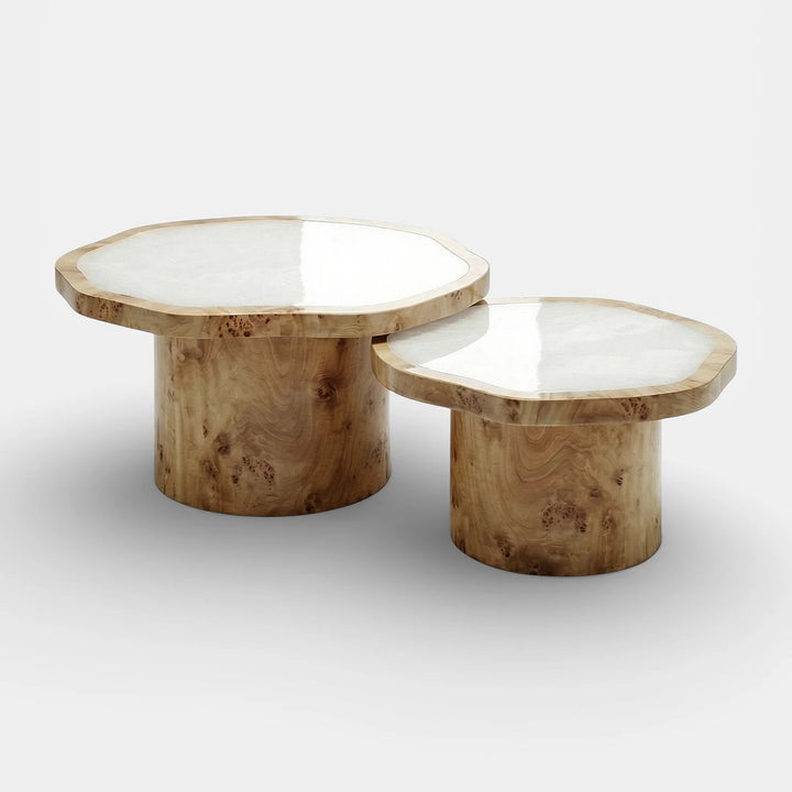 Joan Duo Wood and White Onyx Coffee Table