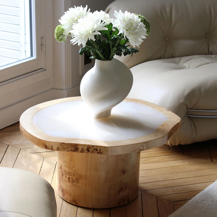 Joan Duo Wood and White Onyx Coffee Table