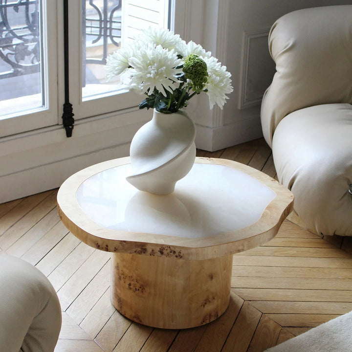 Joan Duo Wood and White Onyx Coffee Table