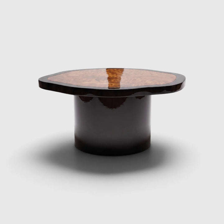 Joan Solo Black Lacquered and Dark Burl Wood Coffee Table