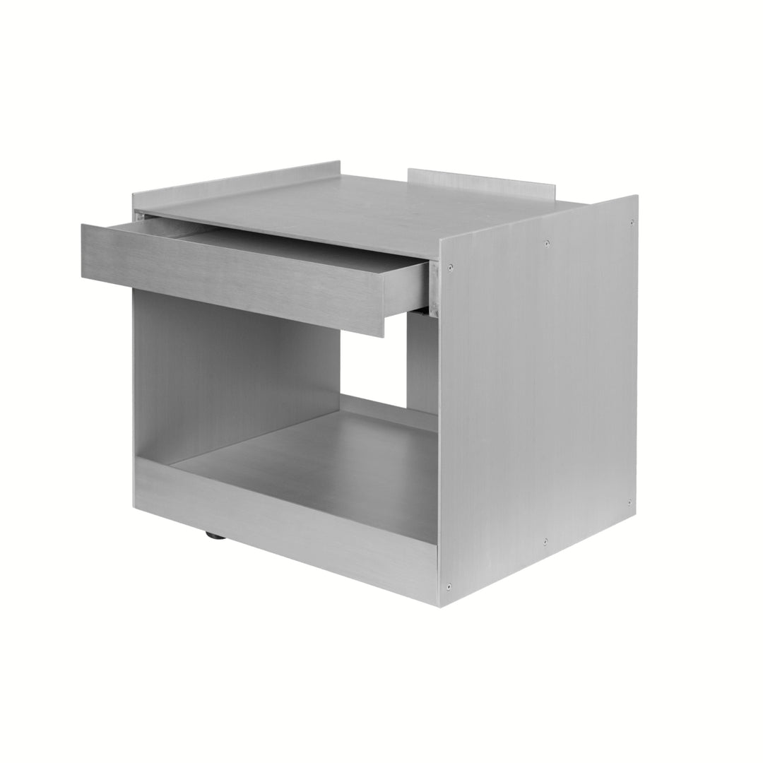 Lager Low Trolley with Drawer - Aluminum