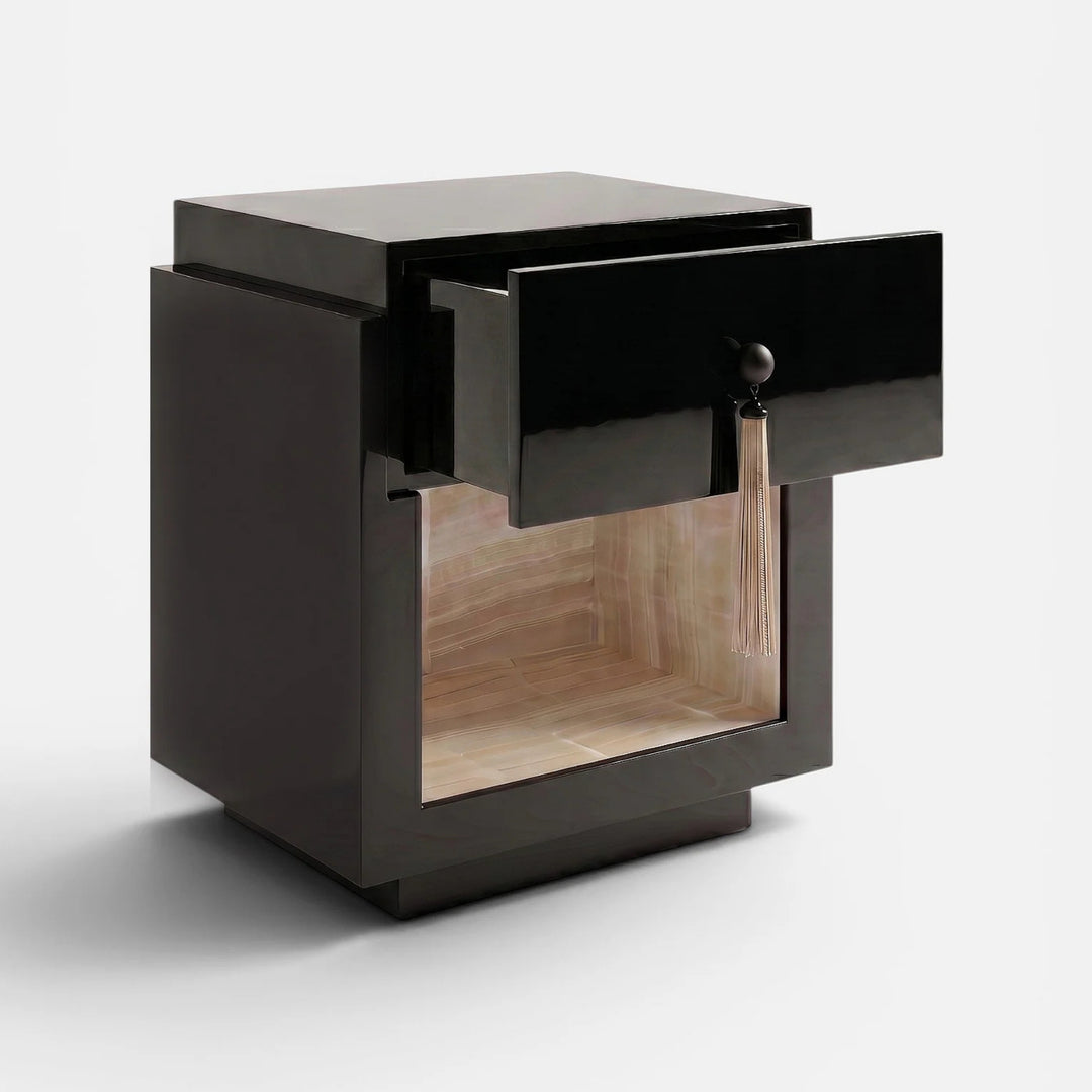 Leo Black and Vanilla Onyx Nightstand
