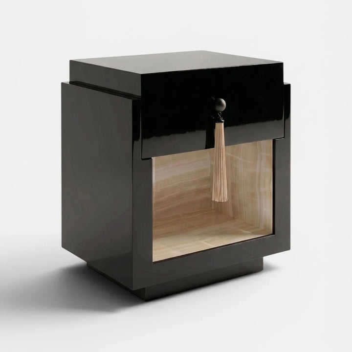 Leo Black and Vanilla Onyx Nightstand
