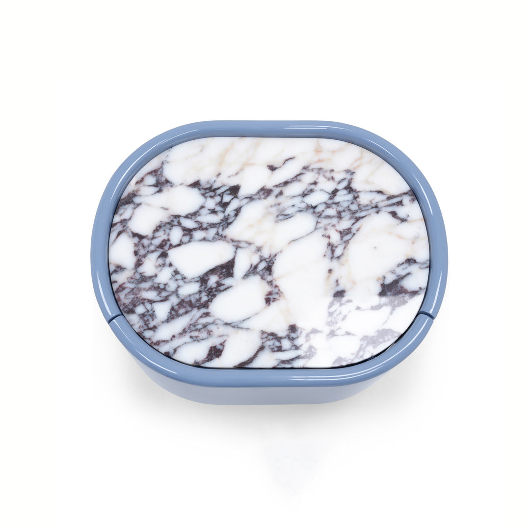 Maris End Table - Misty Blue / Calacatta Viola