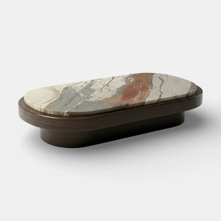 Mirage Breccia Fantastica Marble and Wood Coffee Table