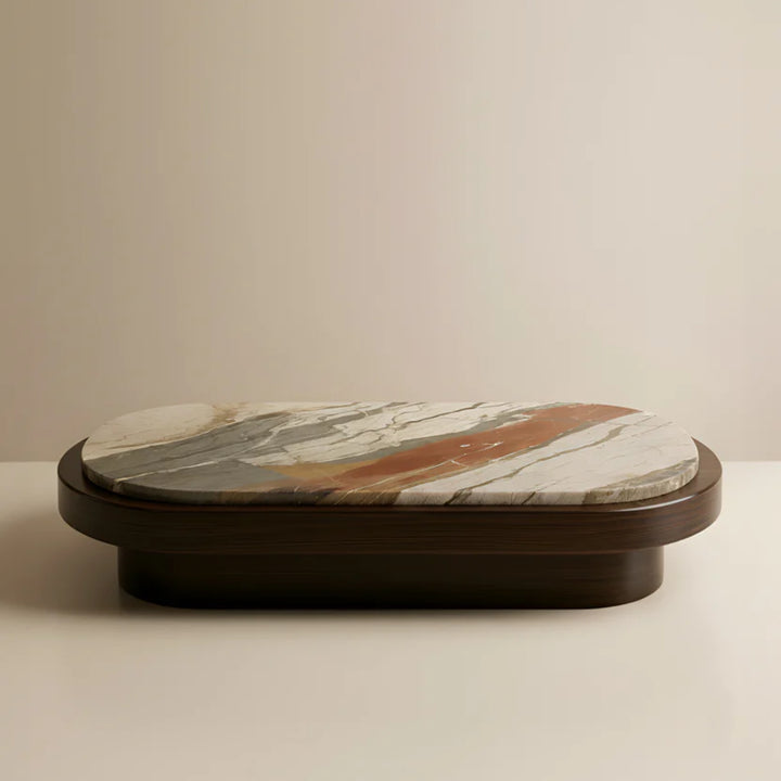 Mirage Breccia Fantastica Marble and Wood Coffee Table