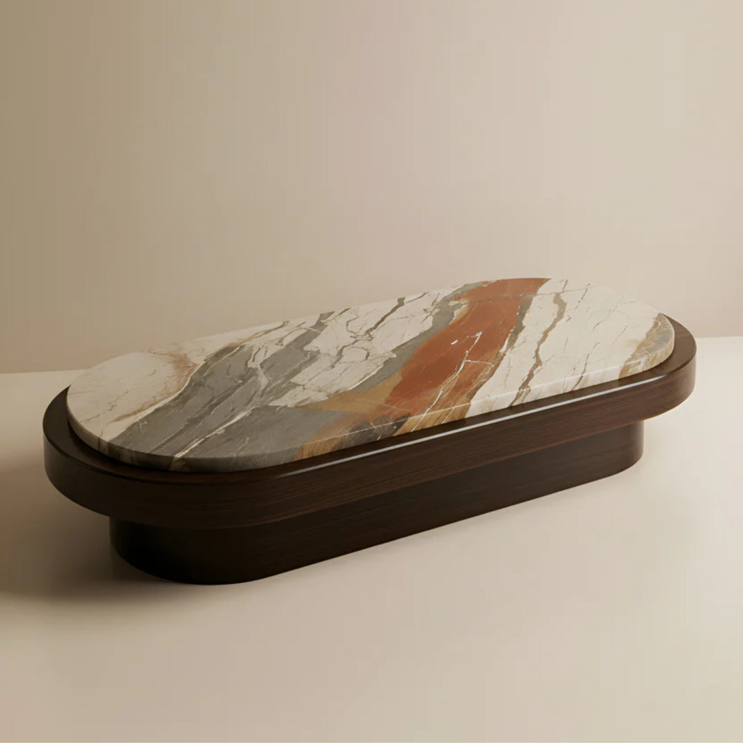 Mirage Breccia Fantastica Marble and Wood Coffee Table