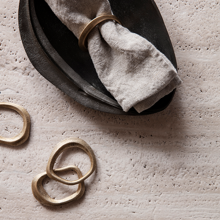 Flow Napkin Rings - Set of 4 - Brass