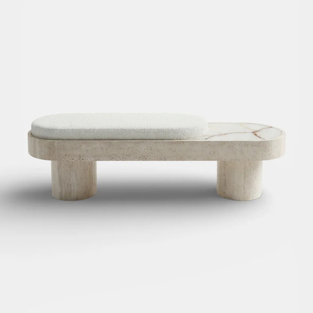 Noto Bench Travertine And Bouclette