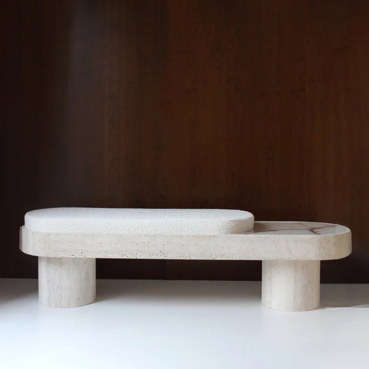 Noto Bench Travertine And Bouclette