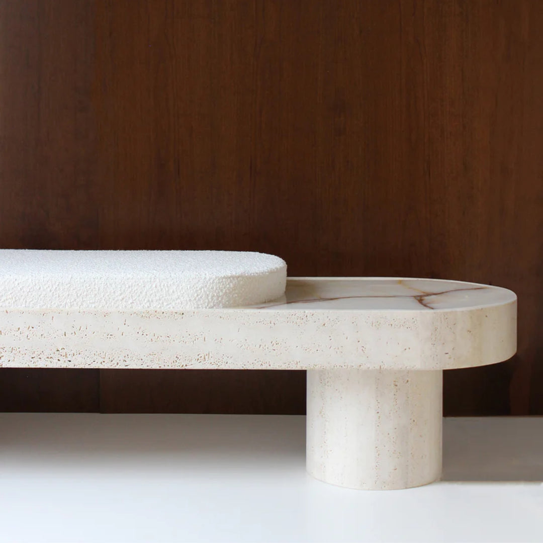 Noto Bench Travertine And Bouclette