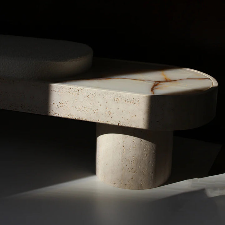 Noto Bench Travertine And Bouclette