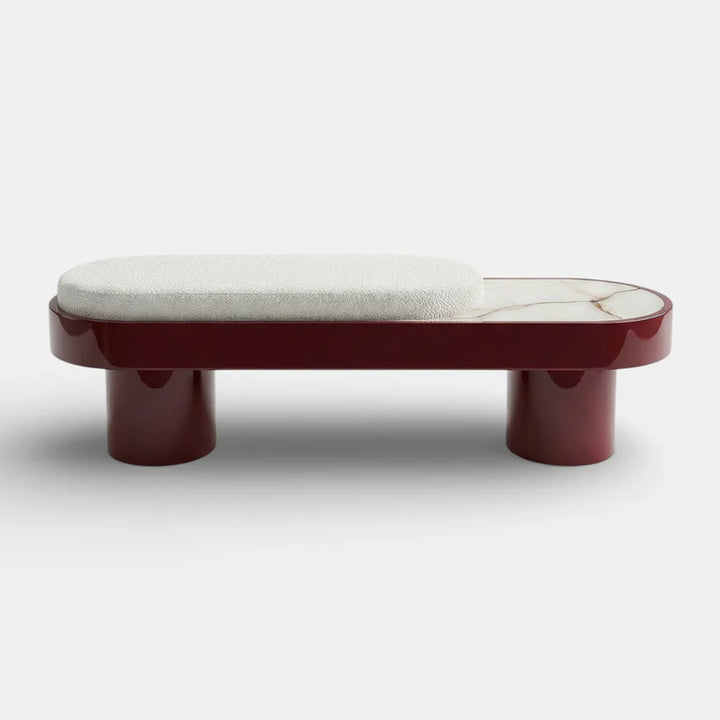 Noto Bordeaux Lacquered Wood With Shell Onyx Bench