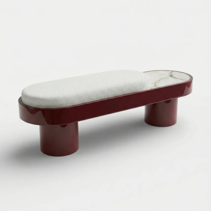 Noto Bordeaux Lacquered Wood With Shell Onyx Bench