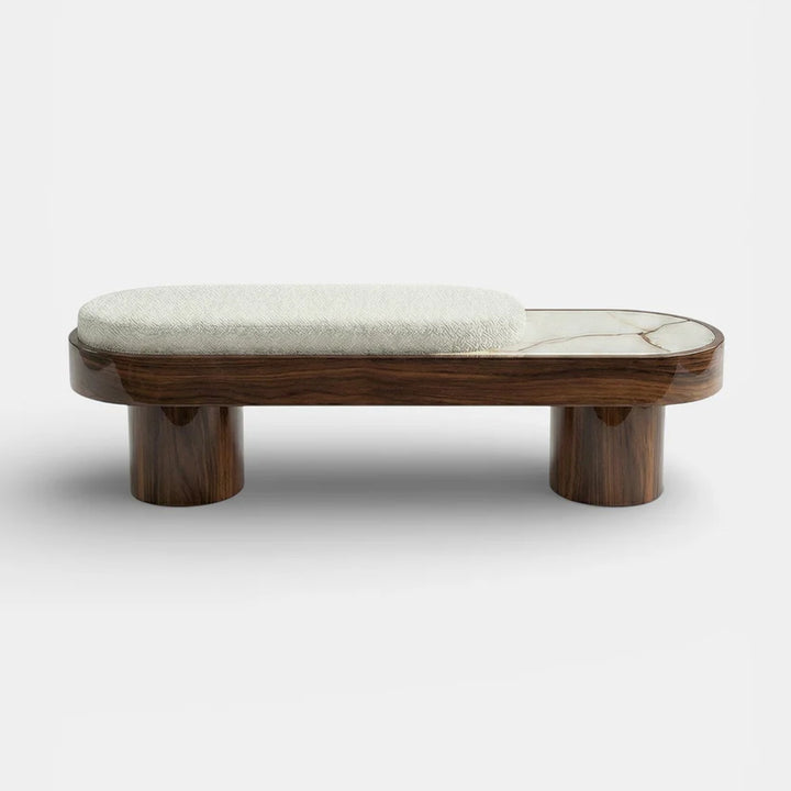 Noto Glossy Wood With Shell Onyx Bench