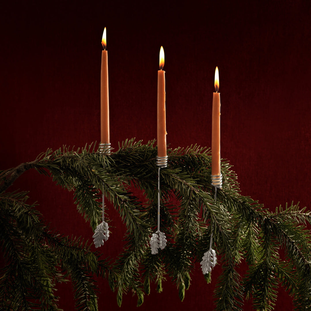 Oak Leaf Christmas Tree Candle Holders - Set of 4