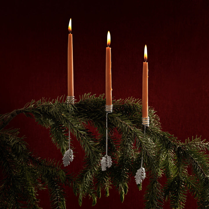 Oak Leaf Christmas Tree Candle Holders - Set of 4