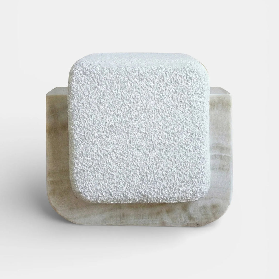 Oggi Ivory Onyx Boucle Stool
