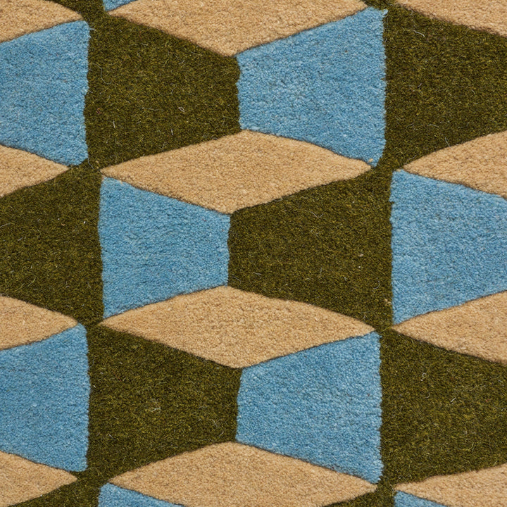Olive Green, Powder Blue & Oat Groove Rug