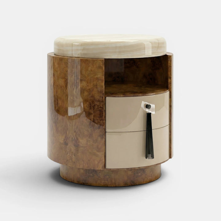 Pompon Burl Wood Honey Off-White And Ivory Onyx
