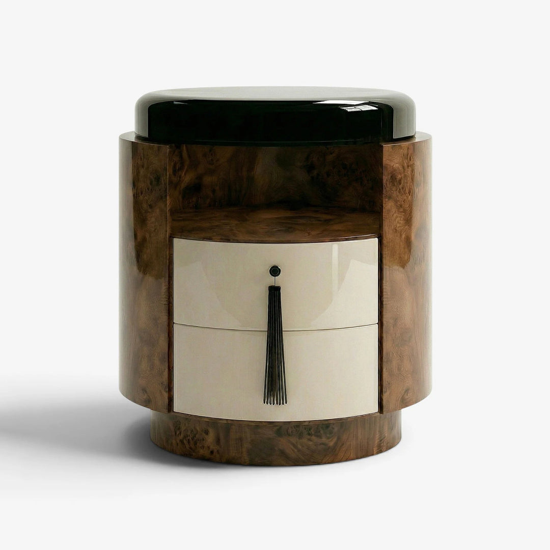 Pompon Dark Burl Wood Off-White And Black