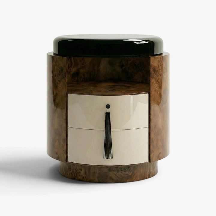 Pompon Dark Burl Wood Off-White And Black